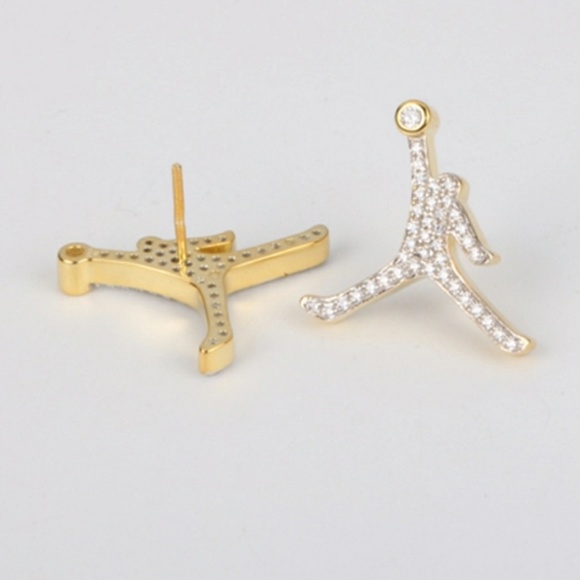 Iced Out Custom Jordan Style Earrings - Picture 2 of 4